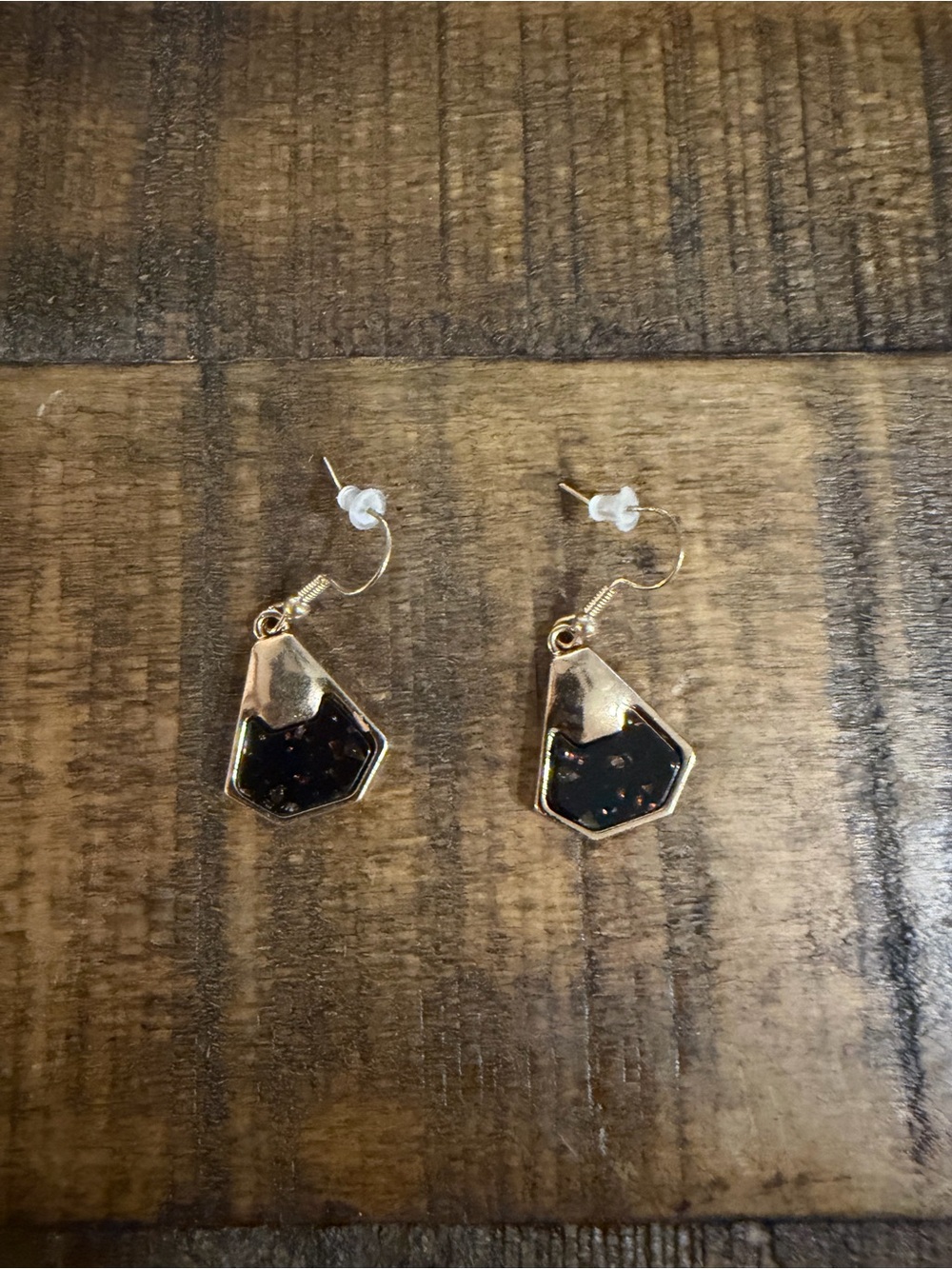 Gold and Black Geometric Drop Earrings - Women Jewelry